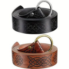 2pcs Medieval Leather Ring Belt Renaissance Viking Belt O Ring Knight Waist Belt