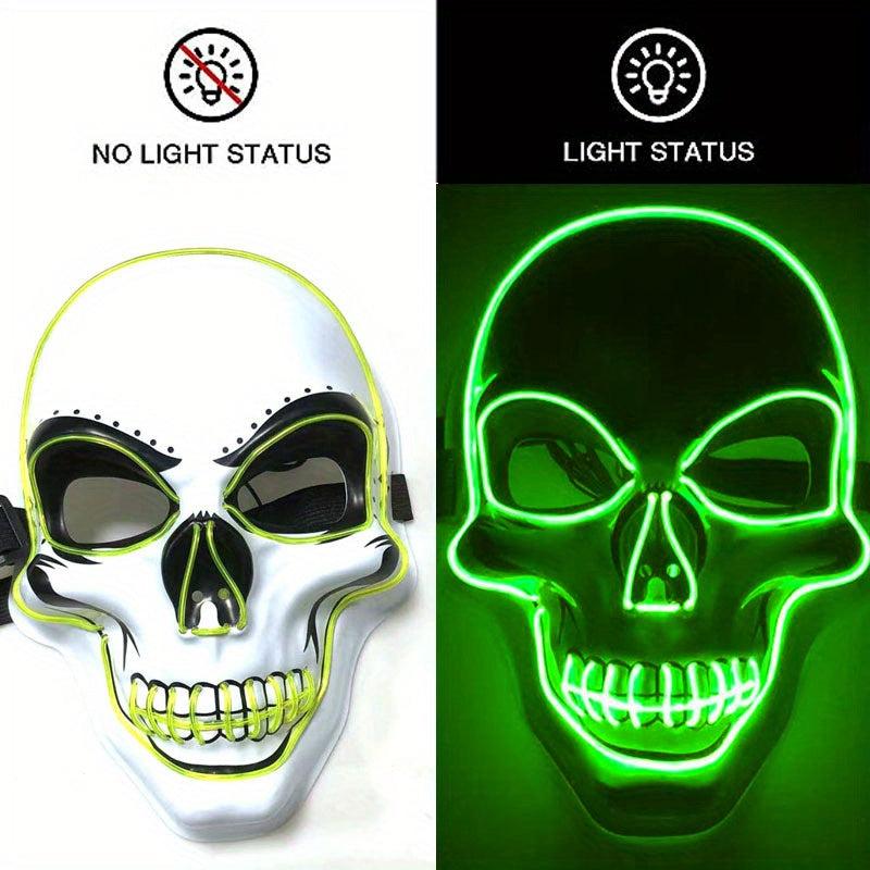 LED Light Up Scary Scream Mask Halloween Costume for Men Women Boys Girls