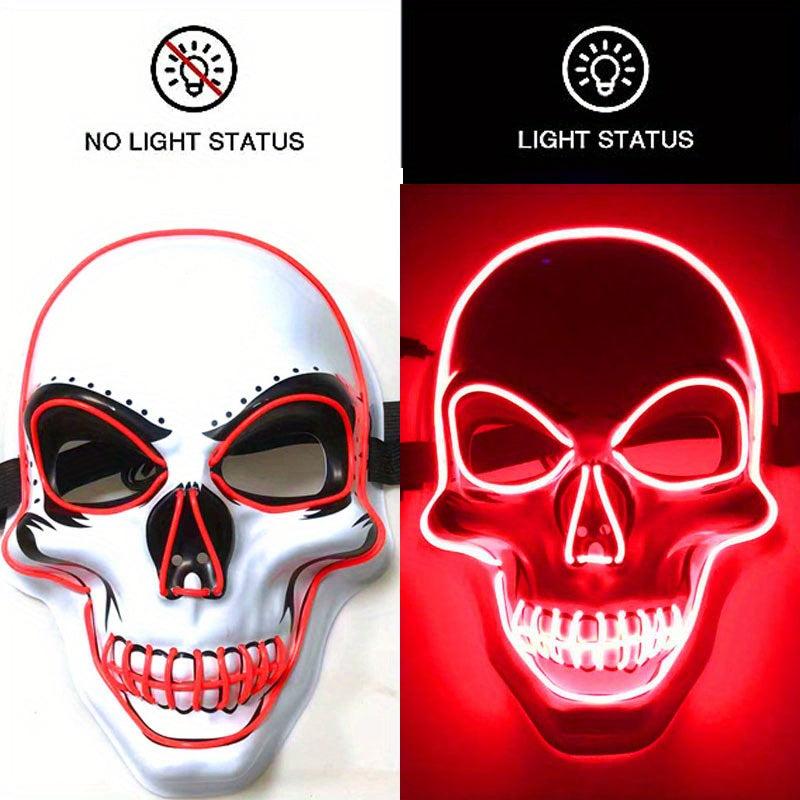 LED Light Up Scary Scream Mask Halloween Costume for Men Women Boys Girls