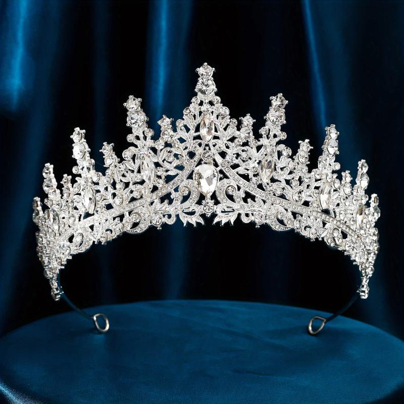 Silver Rhinestones Crown Party Queen Hair Decoration Crystal Crown Tiara