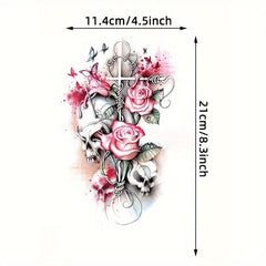 Flower & Cross Pattern Temporary Tattoo Waterproof Sticker