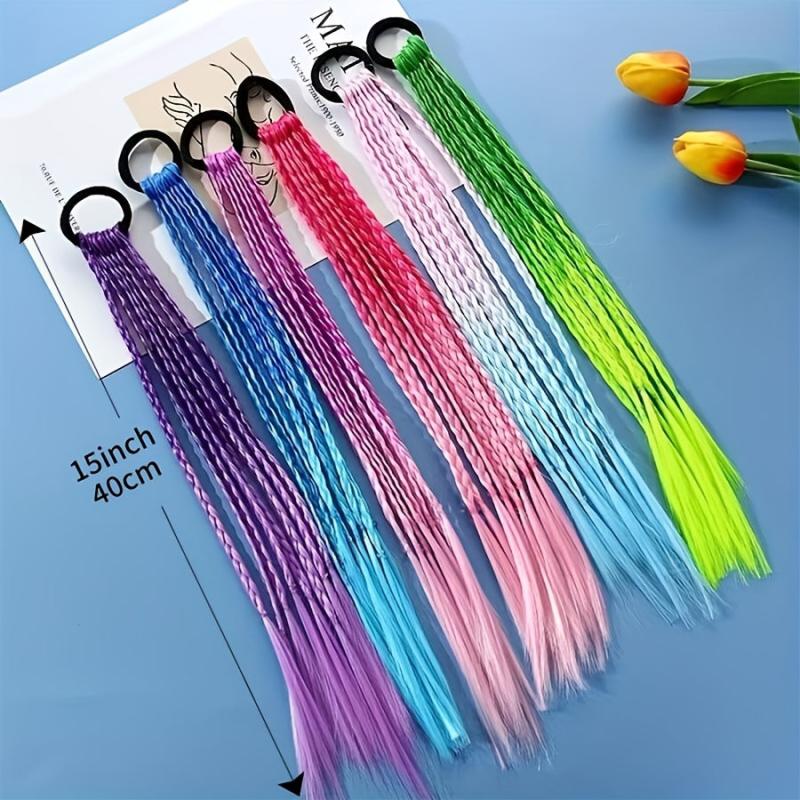 8 Strands Braided Ponytail Extension Hair Tie Soft Synthetic Hair Accessories
