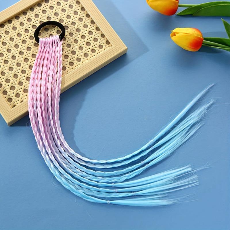 8 Strands Braided Ponytail Extension Hair Tie Soft Synthetic Hair Accessories