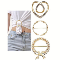 3pcs Alloy Metal T Shirt Clip Ring Large Size T Shirt Scarf Clip For Women Girls