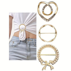 3pcs Alloy Metal T Shirt Clip Ring Large Size T Shirt Scarf Clip For Women Girls