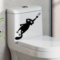 1pc Kitty Catch Toilet Sticker Self Adhesive PVC Sticker