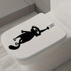 1pc Kitty Catch Toilet Sticker Self Adhesive PVC Sticker