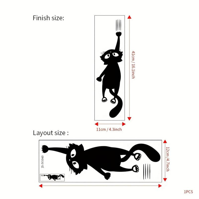 1pc Kitty Catch Toilet Sticker Self Adhesive PVC Sticker