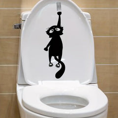 1pc Kitty Catch Toilet Sticker Self Adhesive PVC Sticker