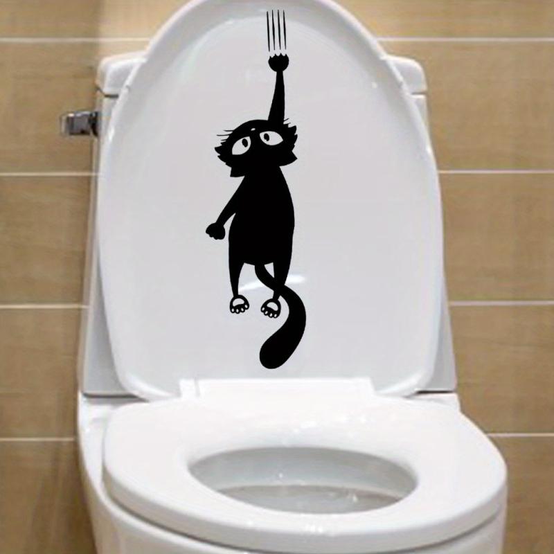 1pc Kitty Catch Toilet Sticker Self Adhesive PVC Sticker