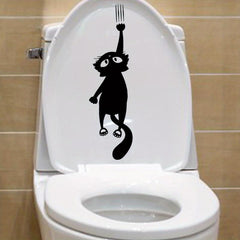 1pc Kitty Catch Toilet Sticker Self Adhesive PVC Sticker