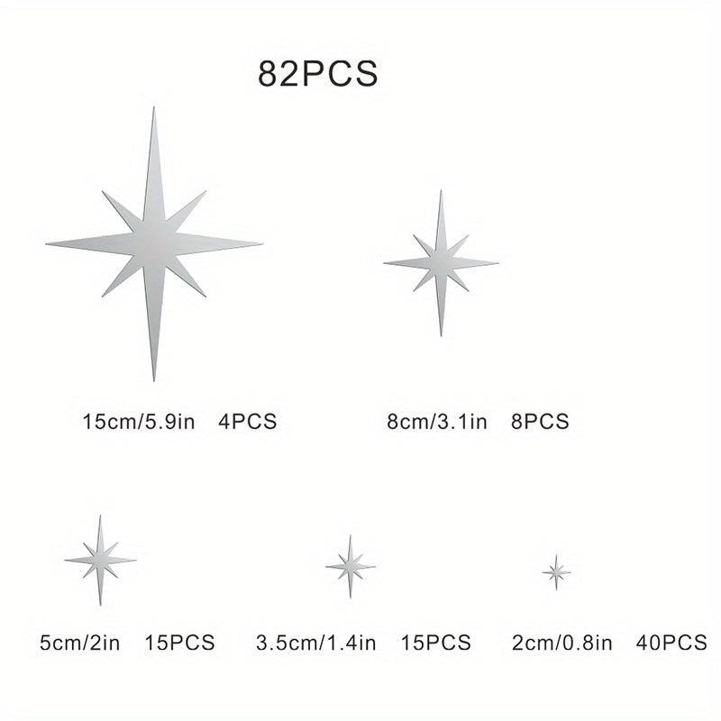 3D Acrylic Mirror Wall Sticker Decal for Home Decor, Star Design, Removable