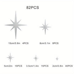 3D Acrylic Mirror Wall Sticker Decal for Home Decor, Star Design, Removable