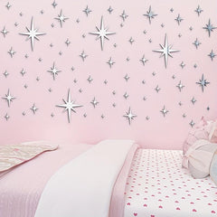 3D Acrylic Mirror Wall Sticker Decal for Home Decor, Star Design, Removable