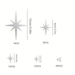 3D Acrylic Mirror Wall Sticker Decal for Home Decor, Star Design, Removable