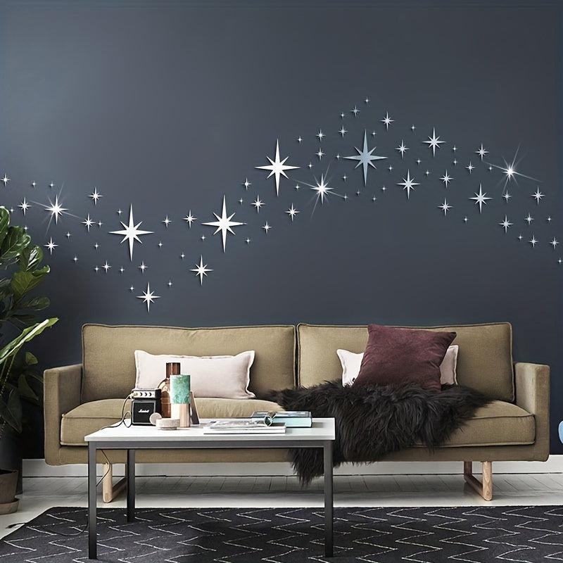 3D Acrylic Mirror Wall Sticker Decal for Home Decor, Star Design, Removable