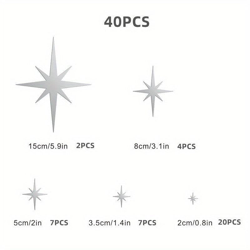 3D Acrylic Mirror Wall Sticker Decal for Home Decor, Star Design, Removable
