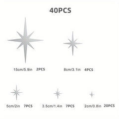 3D Acrylic Mirror Wall Sticker Decal for Home Decor, Star Design, Removable
