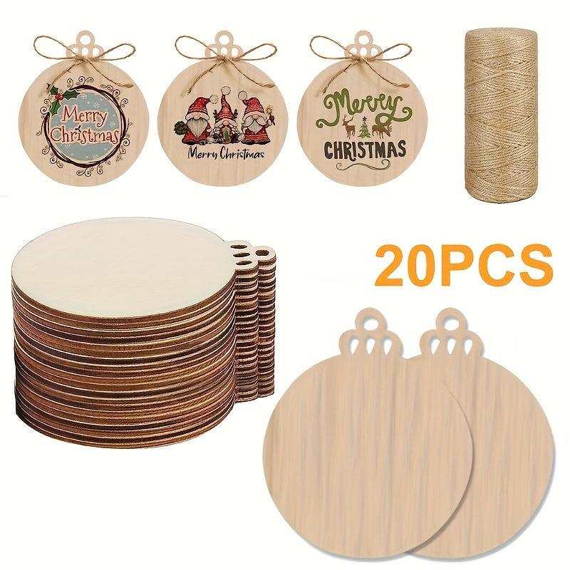 20pcs Unfinished Wooden Circles Blank Wooden Boards DIY Ornaments