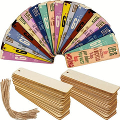 36pcs Wooden Blank Bookmarks DIY Unfinished Wooden Craft Rectangular Ornament