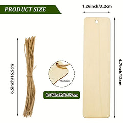 36pcs Wooden Blank Bookmarks DIY Unfinished Wooden Craft Rectangular Ornament