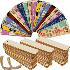36pcs Wooden Blank Bookmarks DIY Unfinished Wooden Craft Rectangular Ornament