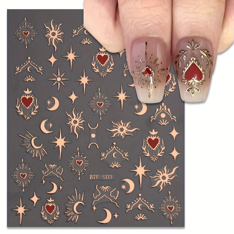 Halloween 3D Nail Stickers Bronzing Sun Moon Star Christmas Gift