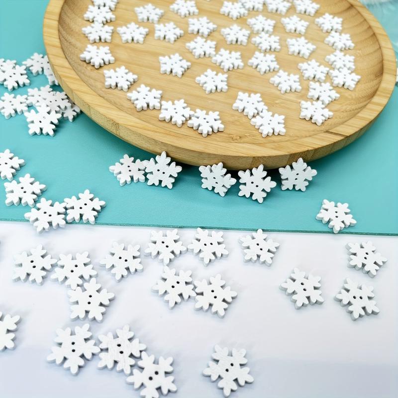 18mm Wood Snowflake Buttons DIY Crafts Wooden Sewing Accessories