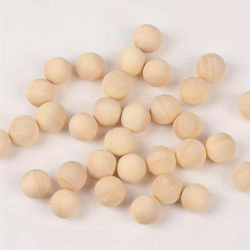 20pcs 10MM Unpunched Wooden Beads Natural DIY Toy Wooden Accessories