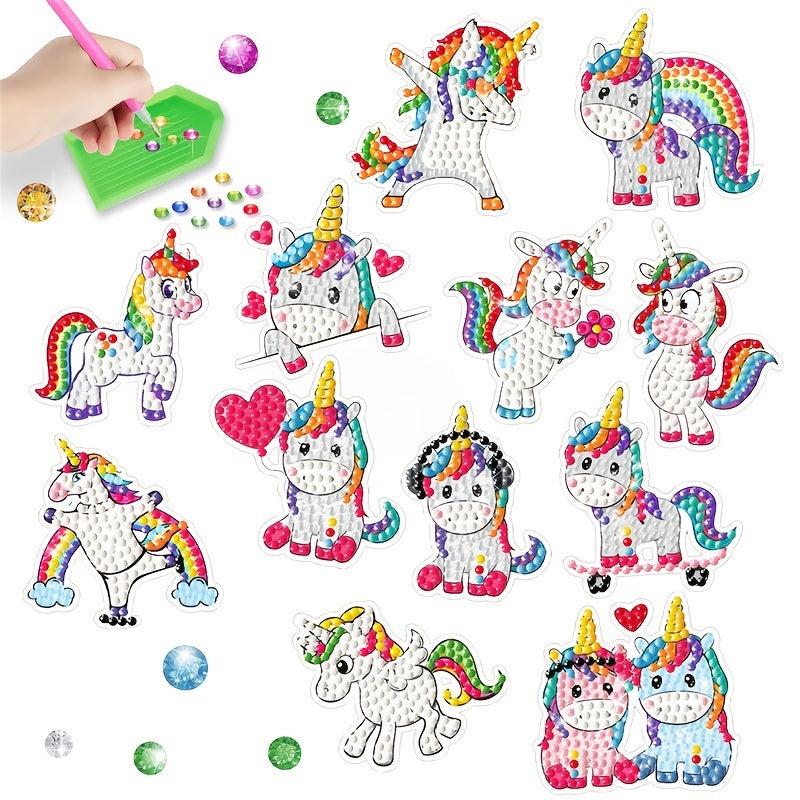 12pcs Cartoon Unicorn DIY Diamond Painting Stickers Set