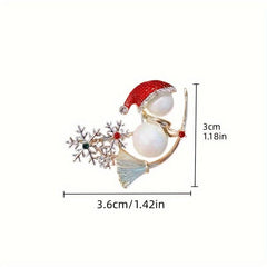 Snowman Rhinestone Brooch Christmas Gift
