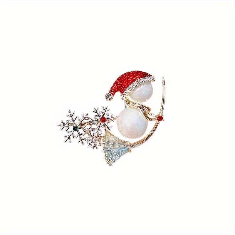 Snowman Rhinestone Brooch Christmas Gift