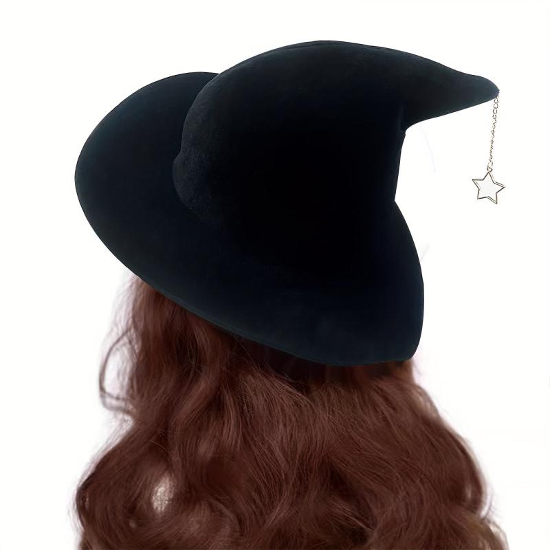Halloween Witch Hat Big Brim Velvet Dark Hat