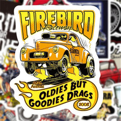 50pcs Vintage Car Helmet DIY Sticker Scrapbook Skateboard Guitar Bicycle Sticker