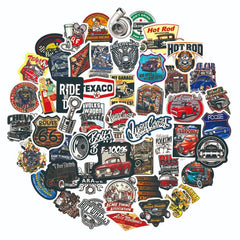 50pcs Vintage Car Helmet DIY Sticker Scrapbook Skateboard Guitar Bicycle Sticker