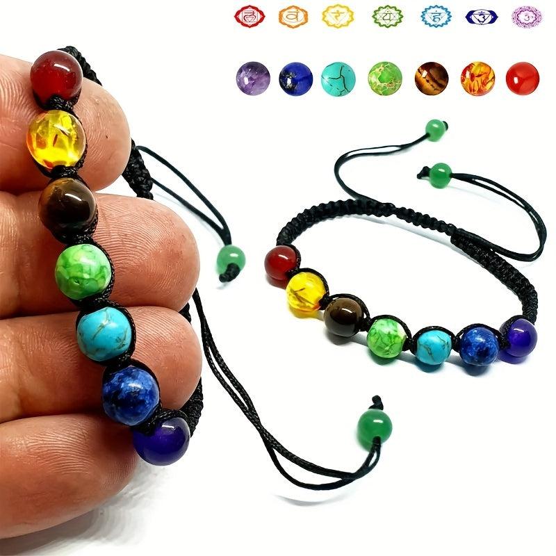 7 Chakra Beads Bracelet Natural Stone Rope Yoga Reiki Healing Balance