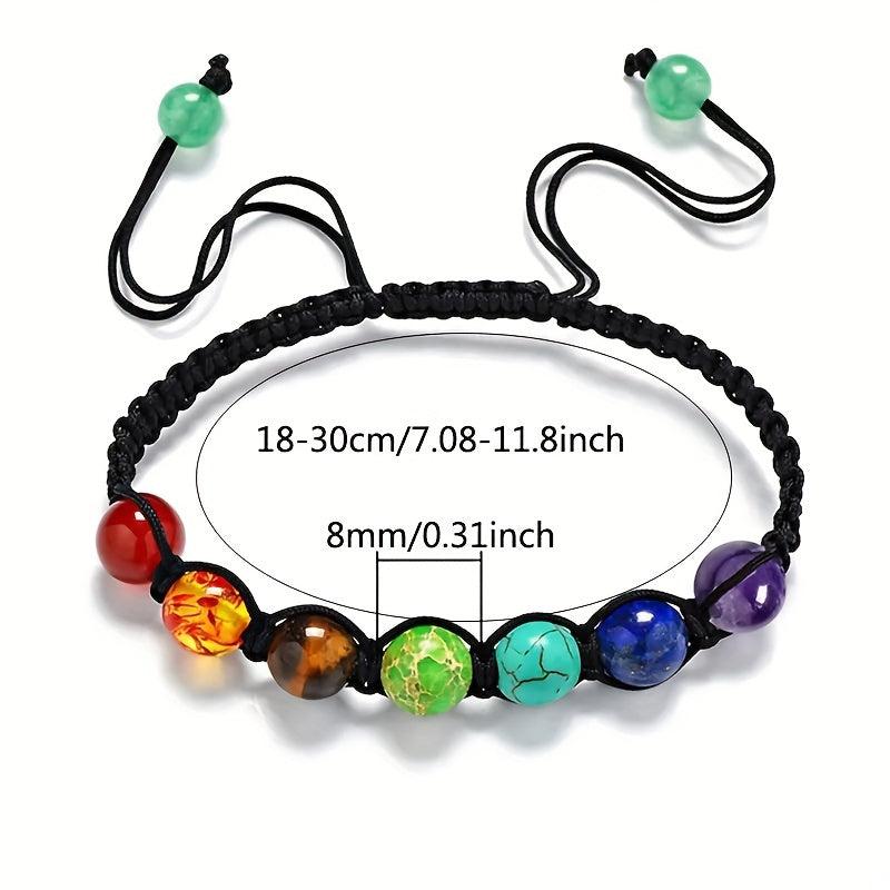 7 Chakra Beads Bracelet Natural Stone Rope Yoga Reiki Healing Balance