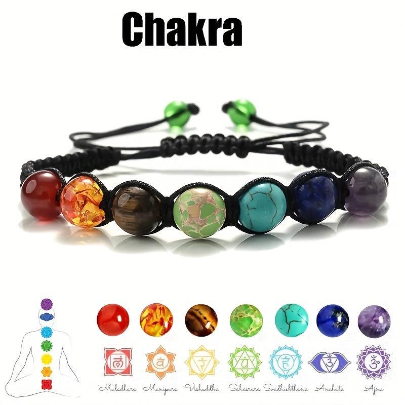 7 Chakra Beads Bracelet Natural Stone Rope Yoga Reiki Healing Balance