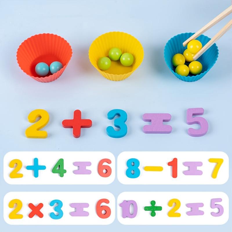 Montessori Math Teaching Aids Number Cognition Match Puzzle Clip Beads