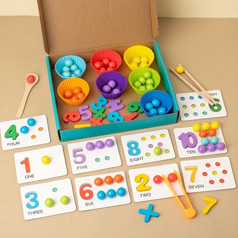 Montessori Math Teaching Aids Number Cognition Match Puzzle Clip Beads