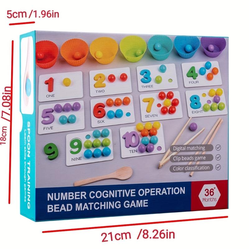 Montessori Math Teaching Aids Number Cognition Match Puzzle Clip Beads