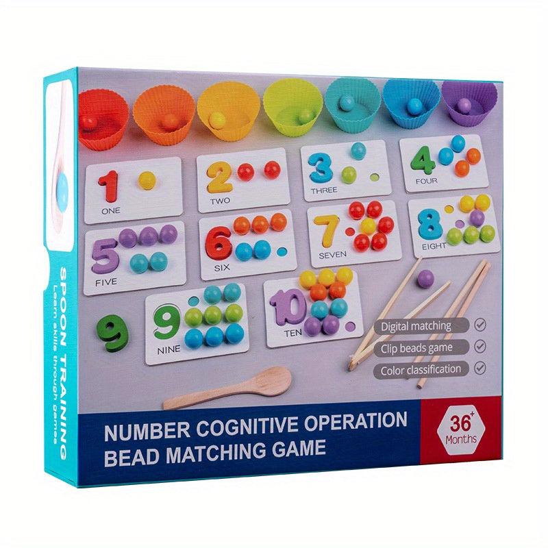 Montessori Math Teaching Aids Number Cognition Match Puzzle Clip Beads