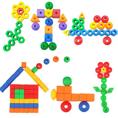 60pcs Rainbow Lacing Beads Montessori Toys Threading Toys Educational Toys