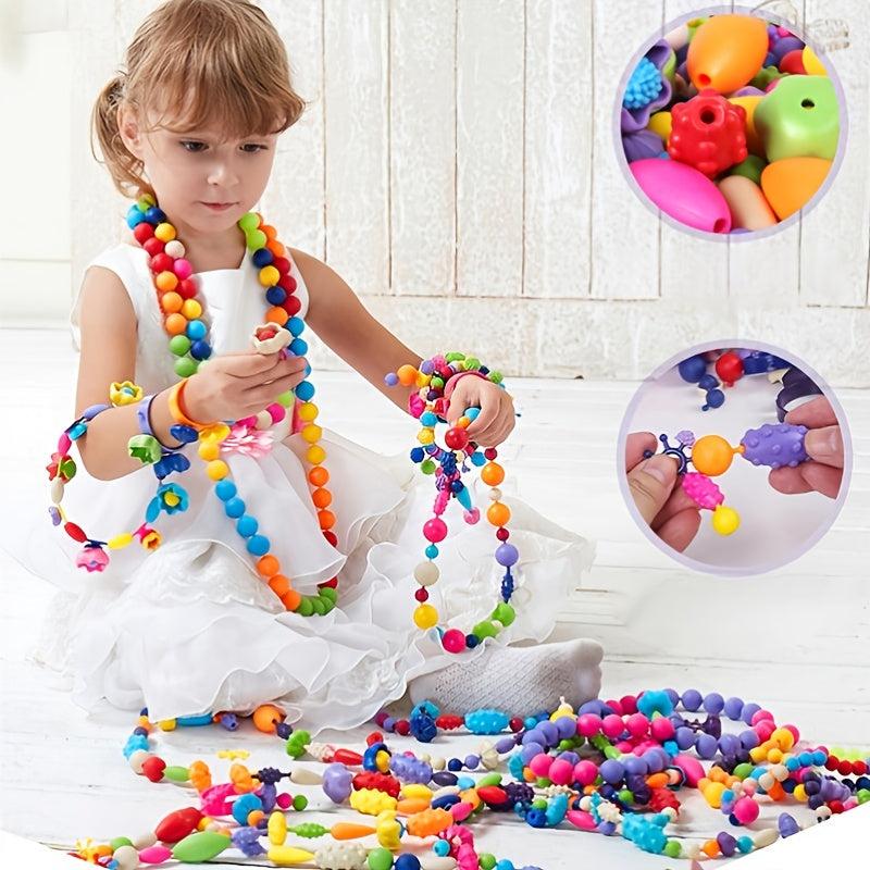 370pcs DIY Cordless String Bead Toy Set for Kids