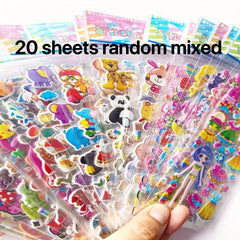 20pcs Random 3D Puffy Bulk Stickers For Party Teachers Craft