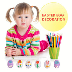 6 or 12 Pcs Matching Eggs with Yellow Holder Easter Egg Decoration