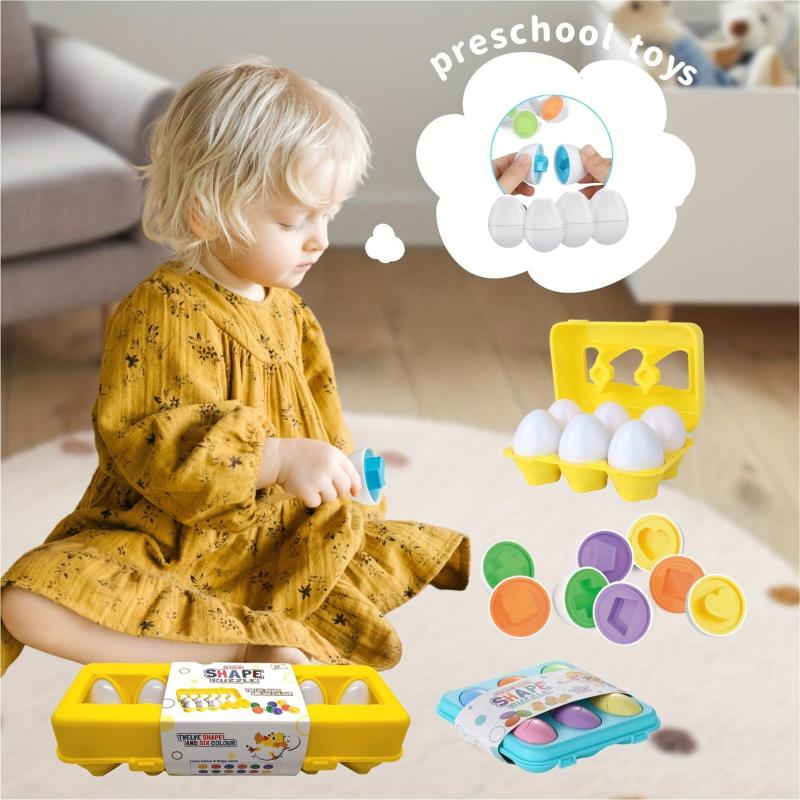 6 or 12 Pcs Matching Eggs with Yellow Holder Easter Egg Decoration