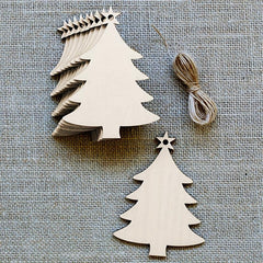 10pcs Wooden Christmas Tree Small Pendant DIY Wood Crafts Home Decorations