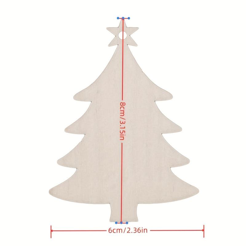 10pcs Wooden Christmas Tree Small Pendant DIY Wood Crafts Home Decorations