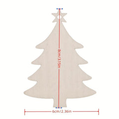 10pcs Wooden Christmas Tree Small Pendant DIY Wood Crafts Home Decorations